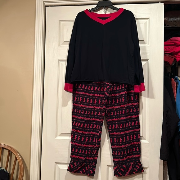 Sleep Spence - 2 Pc Black & Red, “I ❤️ My Dog” Pajamas, XL Shirt & 1X Pants - Picture 1 of 8